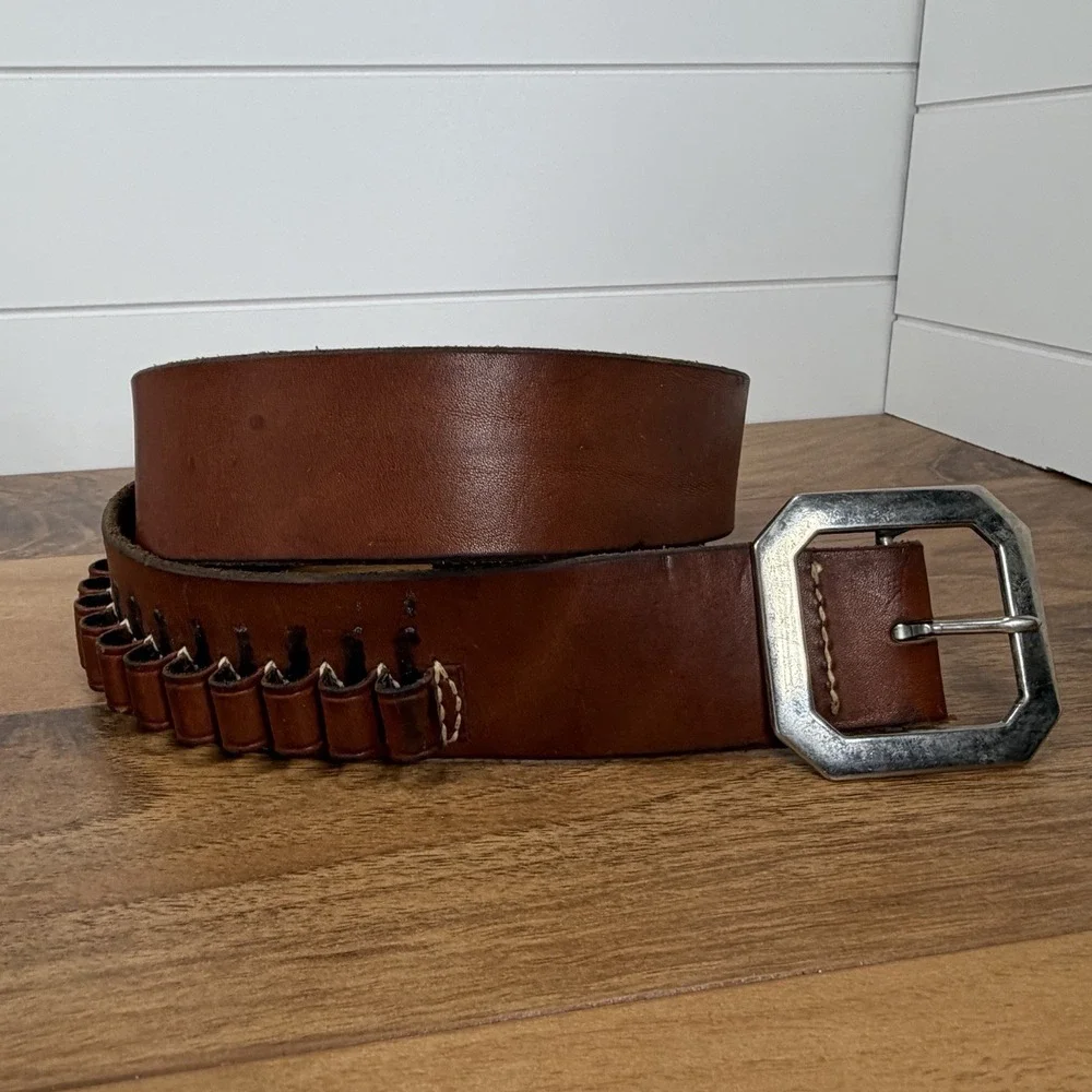 Vintage Hunter 138-LG Leather .38/357 Cal Ammunition Belt Brown 25 Rounds 49